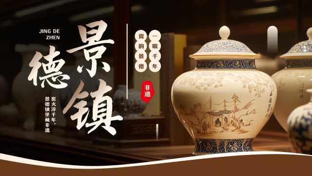棕色插画风景德镇瓷器介绍PPT模板[2025071703]