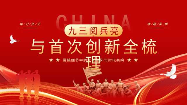 红色简约风九三阅兵亮点与梳理PPT模板【2025091004】