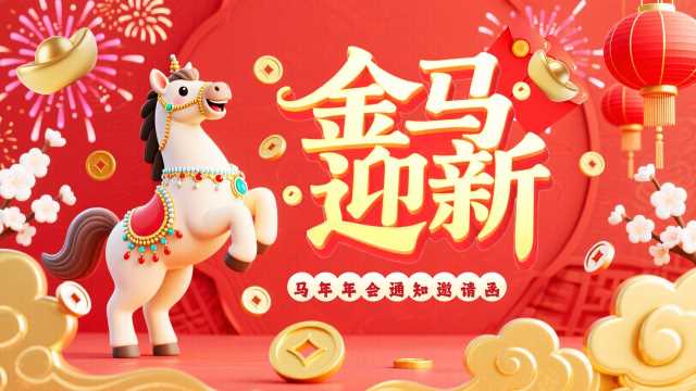 红色中国风马年年会邀请函PPT模板【2025102602】