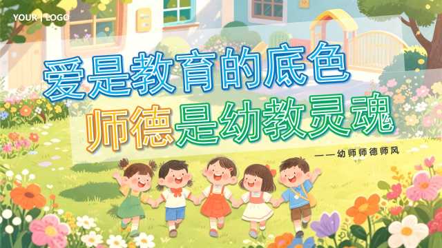 黄色插画风幼师师德师风教育培训PT模版