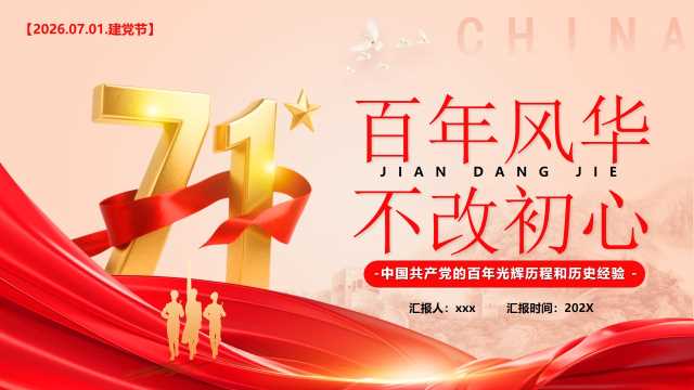 红色党政风百年风华不改初心PPT模版
