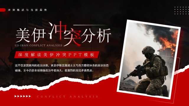 红色美伊冲突分析解读PPT模板【2026073101】