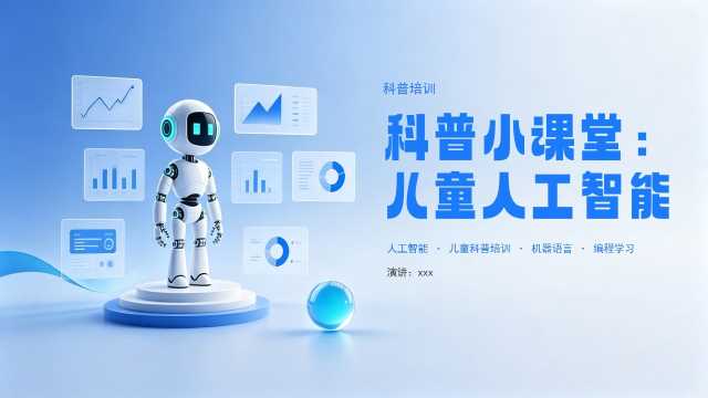 蓝白渐变儿童人工智能科普PPT模板【2026091701】